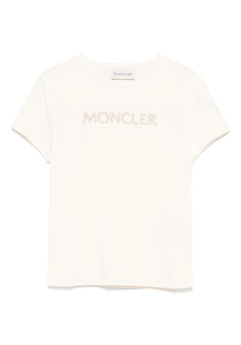 T-Shirt Bianca Con Logo Lettering Ricamato MONCLER ENFANT | 954-8C00016 89AT9050